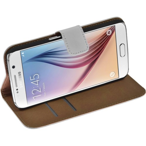 Kunst-Lederhülle für Samsung Galaxy S6 Wallet weiß