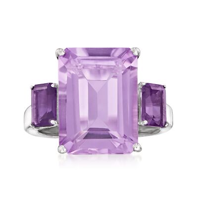 Ross-Simons 9.00 ct. t.w. Emerald-Cut Amethyst Ring in Sterling Silver