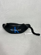 Calvin Klein, Unisex Black + Blue Faux Leather Bum Bag, Medium Sized - Brand New