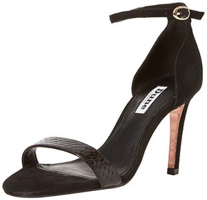 black ankle strap mid heels