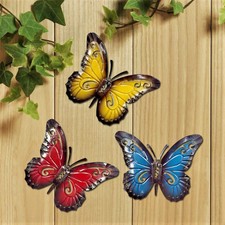 Home Garden Wall Sculptures Wall Sculpture Beautiful Metal Nature Inspired Butterfly Art Trio Indoor Outdoor Dr Hetsroni Com