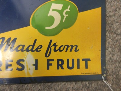 専用　USAノベルティ／広告入 VINTAGE ADVERTISING 1930'S EZE-ORANGE DRINK THIN TIN WALL