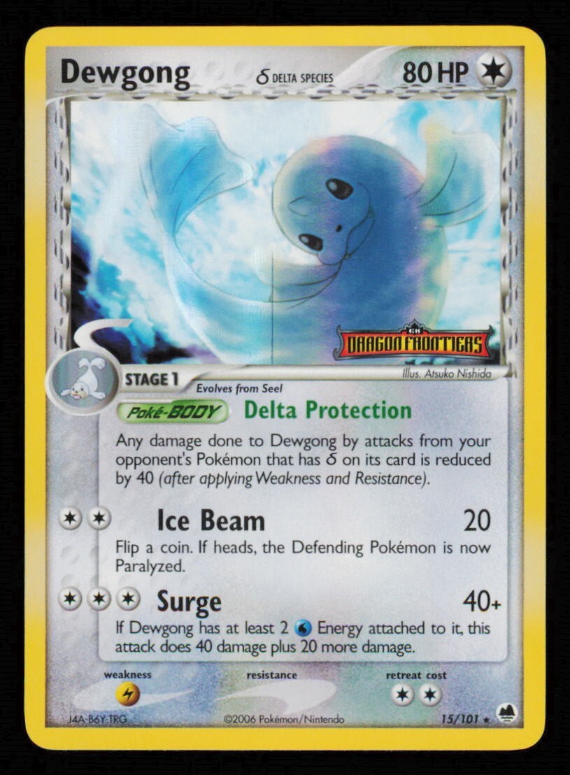 Pokemon Card Dewgong Delta Species 15/101 Dragon Frontiers Reverse Holo LP 2006