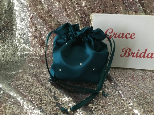TEAL GREEN SATIN DOLLY BAG BRIDESMAID PROM FLOWER GIRL **free swatches** - Picture 23 of 25