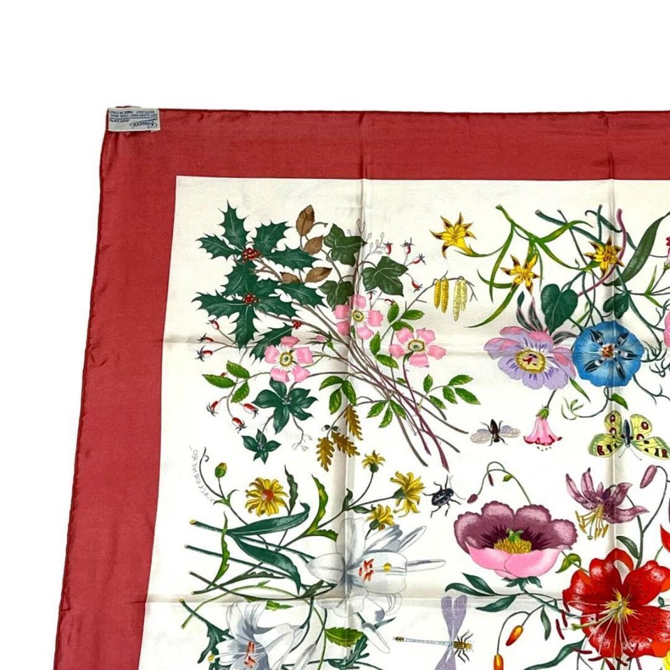 GUCCI Scarf Silk 100 Flower Red eBay