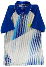 Prince Mens Interlock Activewear Polo Shirt White  Blue SMALL