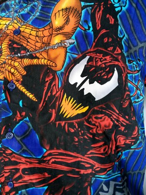 VTG 2001 Spiderman vs Carnage Marvel Comics Button Down Shirt