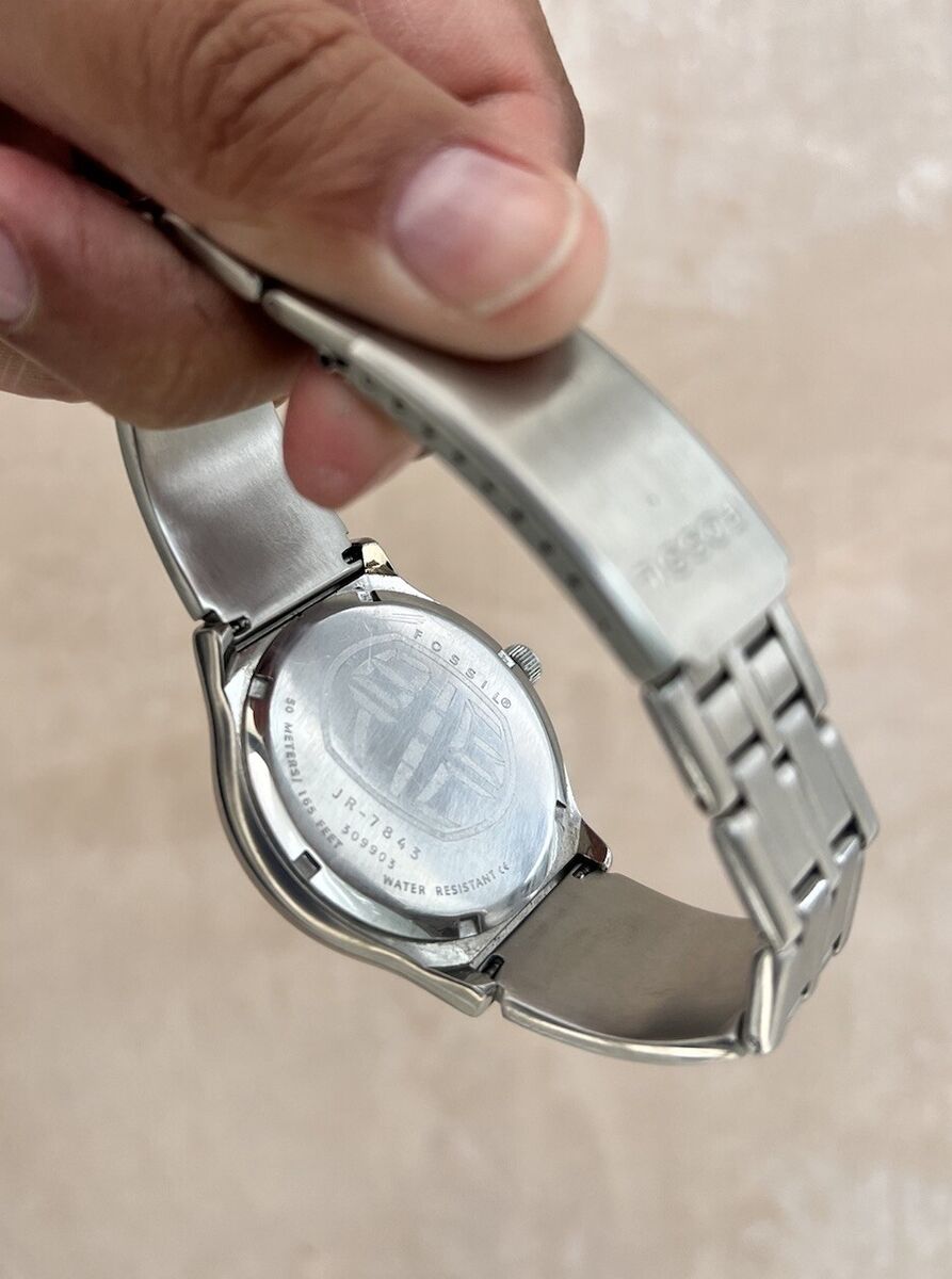 Rare y2k FOSSIL Big Tic Watch, White w/ Steel Strap, JR-7843 Rare y2k FOSSIL Big Tic Watch, White w/ Steel Strap, JR-7843