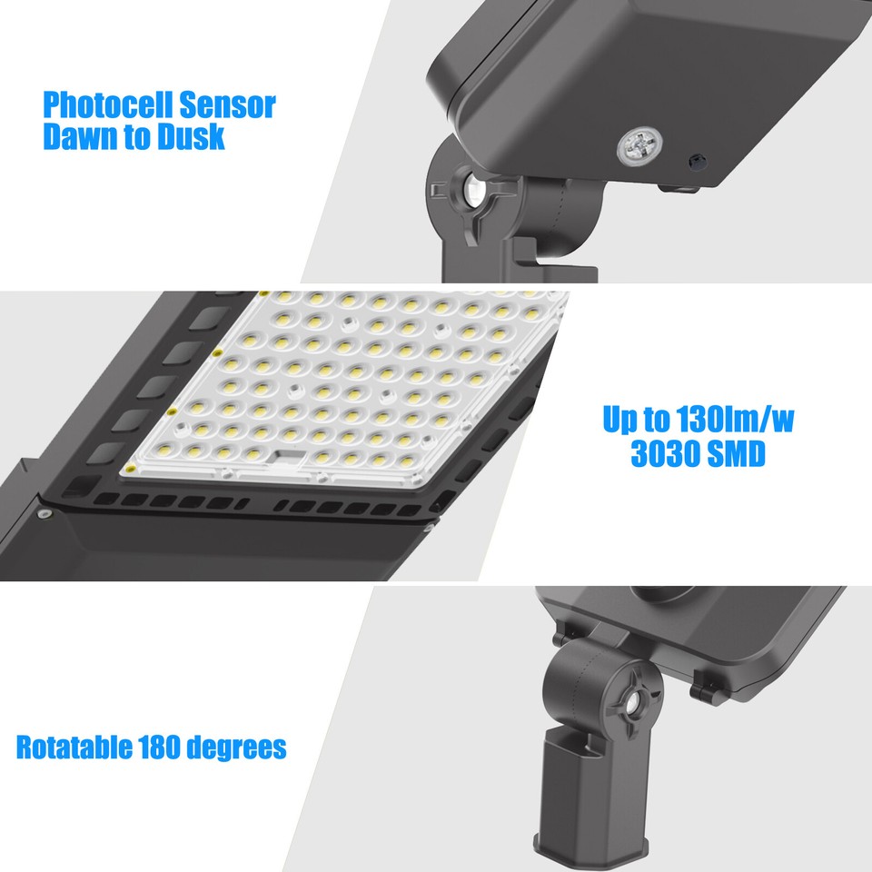 320W LED Shoebox Parking Lot Light – Commercial Outdoor Street Pole Light, 277–480V