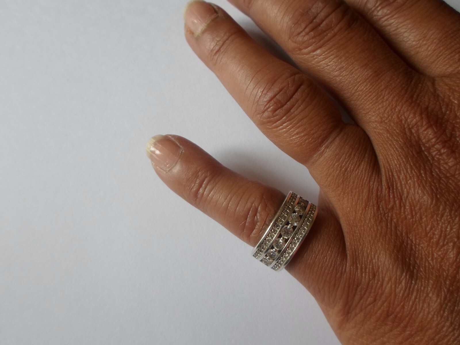 solid silver ring, openwork, zirconium paved, siz… - image 3