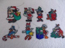 Vintage Set Of 8 Disney Suncatcher Makit  Bakit Stained Glass Xmas Ornaments