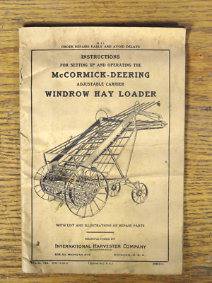 Original vtg 1927 McCormick-Deering Windrow Hay Loader Instructions manual IH