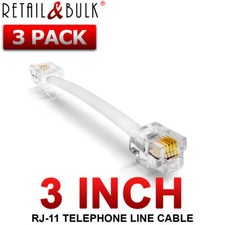  3 Pack 3 inch Telephone Cable RJ11 6P4C Phone Line Cord, White