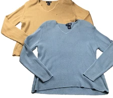 Lot of 2 Venezia Jeans Womens Sweaters Sz 18/20 Beige Blue Shoulder Pads NWOT