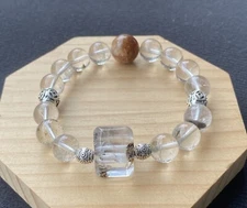 Natural Herkimer Diamond Phantom Garden Quartz Crystal Bracelet Handmade