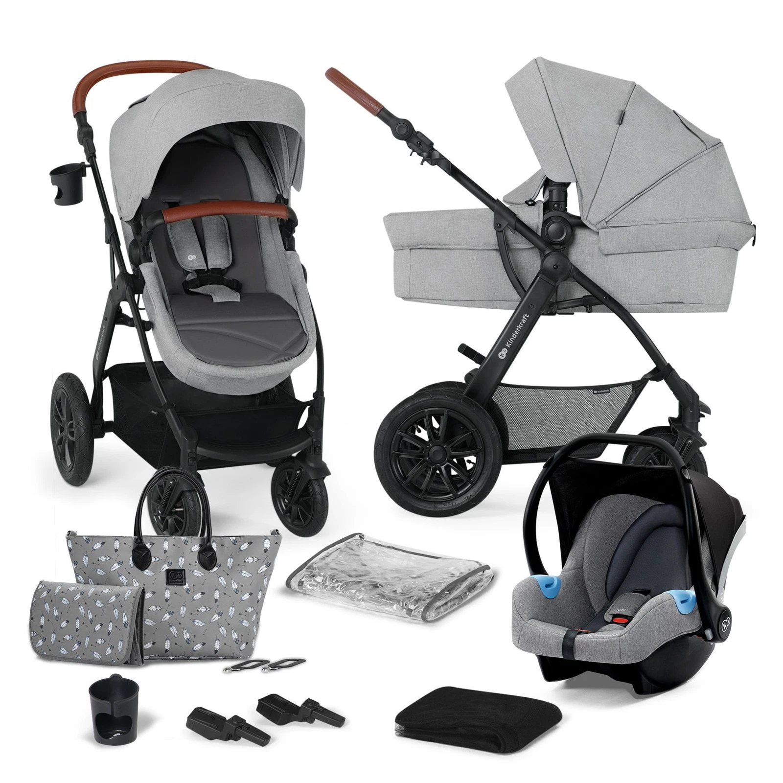 TRAVEL SYSTEM 3IN1 STROLLER Kinderkraft MOOV CT Light Grey - UP TO 22 KG