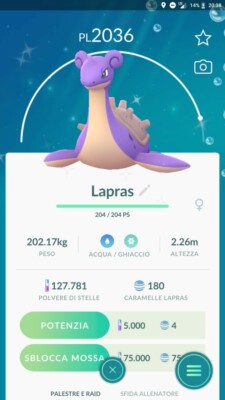 Pokémon Go: Lapras Gigantamax Shiny – Account Registrato (PTC) Per Scambio – 20.000 Polvere