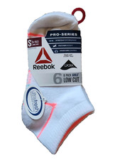 Reebok Pro Series, 6 Low Cut, Kids Socks, Shoe Size 6 to 10.5, NEW