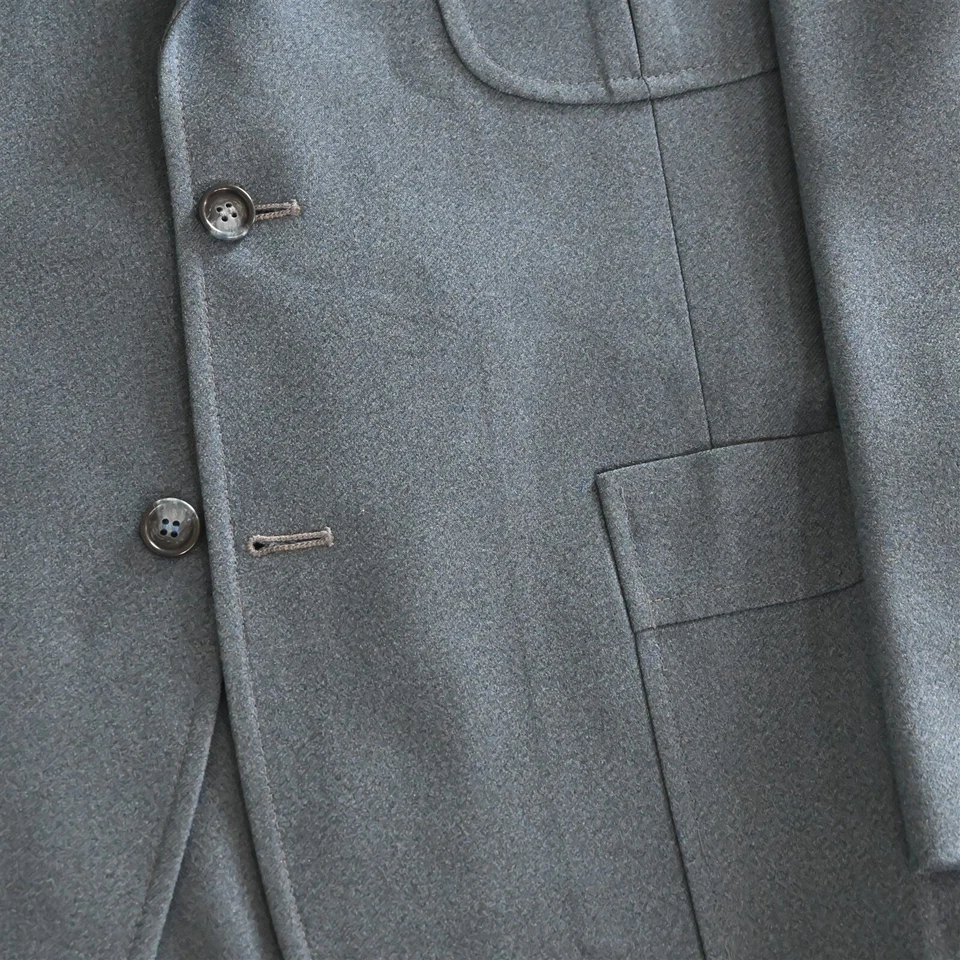 Vtg 44R 36x30 Blue Knit Bootcut 3 Piece Mens Vest Jacket Pants Suit - Image 3 of 4