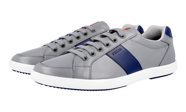 Prada Leder Sneaker Linea Rossa - 4E2845 - Grau Blau - Neu - 9 43-image