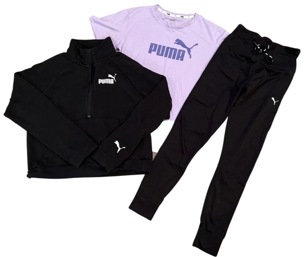 canal Camión golpeado domesticar Girls Puma Size Small 3 pc Outfit Set Black and Purple Leggins Jacket Shirt  top | eBay