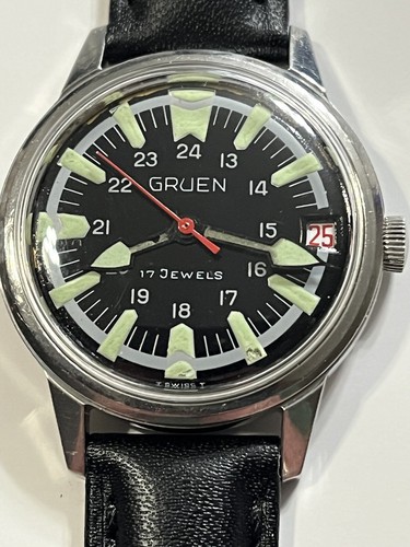 1960's Rare Men's Gruen 17j Swiss 33mm Wristwatch-Full Service 4/25-Runs Great