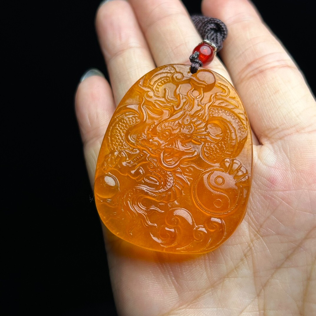 Real Natural high Ice yellow Jade Jadeite dragon Pendant&Necklaces
