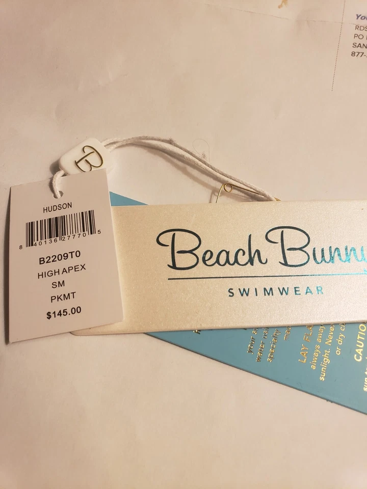 Top de bikini Beach Bunny rosa púrpura corte bajo elástico forrado talla pequeña Foto 2 de 4