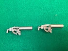 Two Vintage Marx Battleground Machine Gun Silver Plastic 63mm Weapon