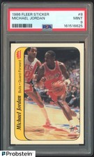 1986-87 Fleer Sticker Basketball #8 Michael Jordan RC Rookie HOF PSA 9 LOOKS GEM
