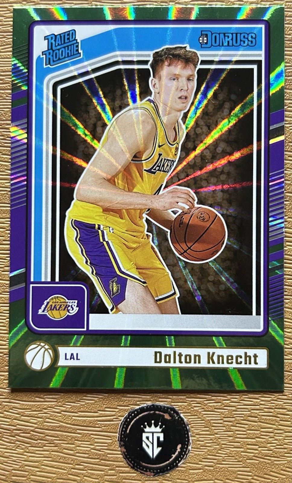 Dalton Knecht 2024-25 Panini Donruss Green Holo Lazer Rated Rookie #227 Lakers