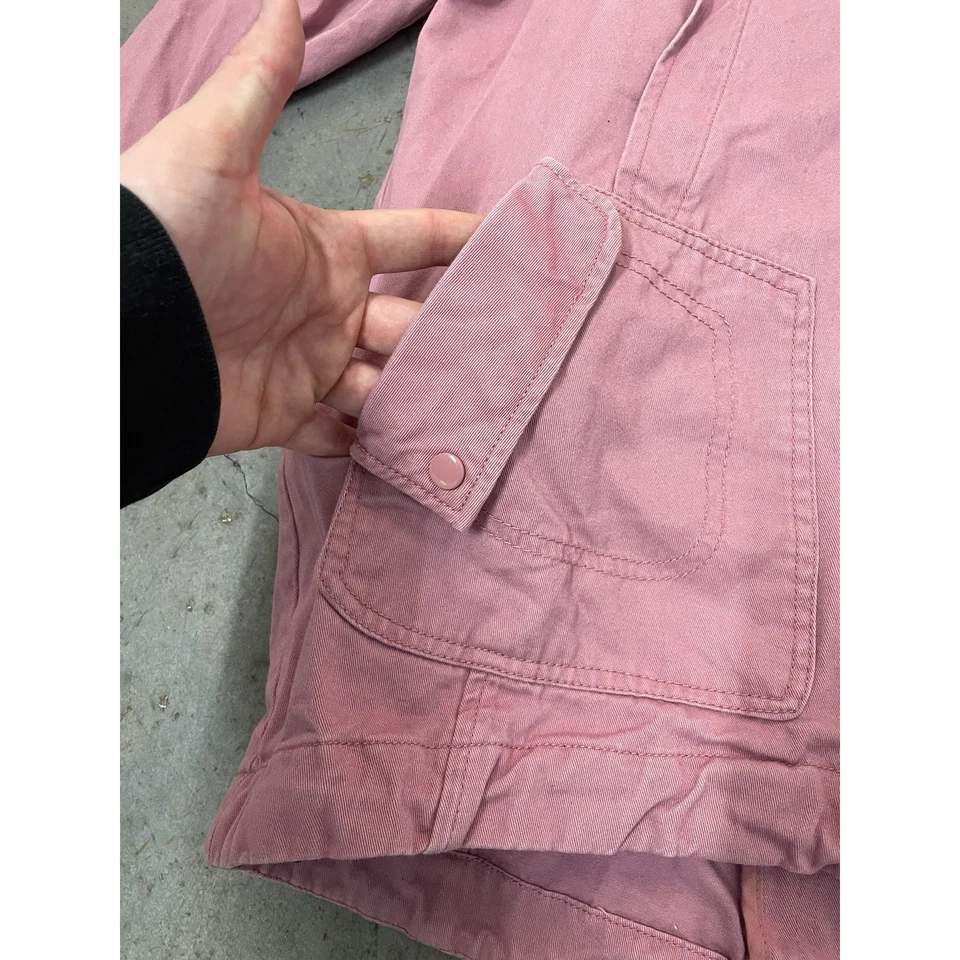 Chaqueta utilitaria JOLT rosa talla L botones a presión bolsillos de carga cuello informal Foto 4 de 4