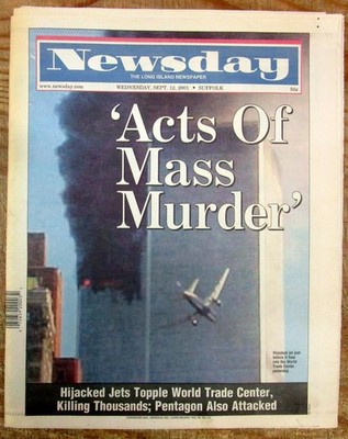 2001 NEWSDAY newspaper September 11 TERROR ATTACK by ISLAMIST HIJACKERS manyPICS