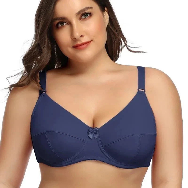 Sutiã feminino liso tamanho grande com aro não acolchoado Bralette C D E F copo lingerie - Imagem 3 de 4