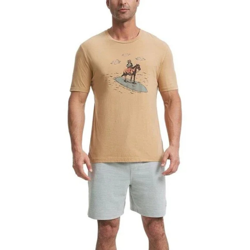 Frye Mens Short Sleeve Crewneck Graphic T-Shirt Tan S 4090₽