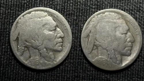 1916 P&D Buffalo Nickels - Set of 2 Coins - Carefully Restored