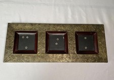 Vintage Ornate Wood & Brass Embossed Floral Triple Photo Frame Gallery Wall 40cm