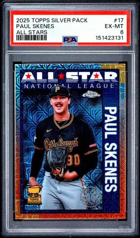 2025 TOPPS SILVER PACK 1990 CHROME ALL STARS #17 PAUL SKENES PSA 6