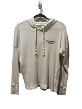 Abercrombie  Fitch Womens L Waffle Knit Hoodie Sweatshirt Cream Pullover