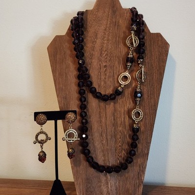 Signed HEIDI DAUS ''Let Me Count The Ways''  Necklace & Earring Set Purple Beads