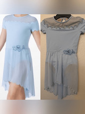 Weissman dance costume custom blue modest scallop dress Grow 13405 child IC 7/8