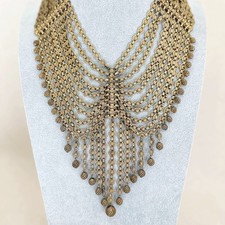 Vintage Brass Multi-chain Festoon Bib Necklace Estruscan Style From The 1940s Vintage Brass Multi-chain Festoon Bib Necklace Estruscan Style From The 1940s