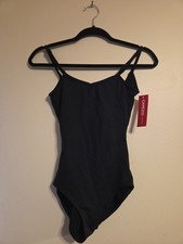 NWT Capezio Camisole Leotard With Adj Straps Black Womens Sz S Dance Ballet