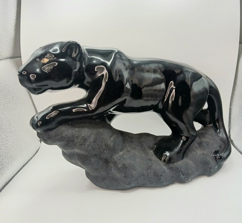 Vintage Mid Century Modern Ceramic Black Panther Figure