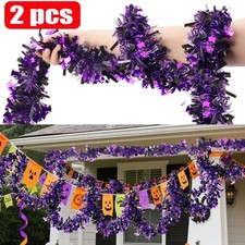 2pcs Halloween Artificial Garland 78in with Pumpkins Spiders Bats Holiday Decor