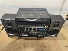 SOUNDESIGN 5958 Stereo Receiver Cassette 8 Track Players Turntable Speakers READ