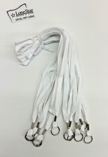 400 Bulk White Lanyards 1/2" Polyester Neck Strap Key Ring Split Ring ID Badge