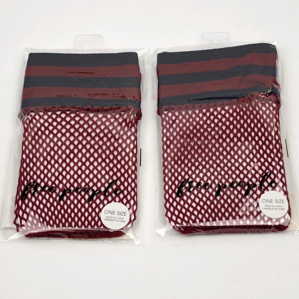 NOVO 2 Pares de Meias Free People Riot Sport Rede de Pesca Tornozeleira Vinho Vermelho Tamanho Único - Imagem 3 de 4