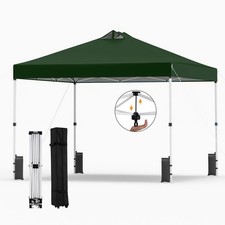 10x10 FT Pop Up Canopy Tent 1-Person 1-Button Push Instant Setup w/ 4 Sandbags