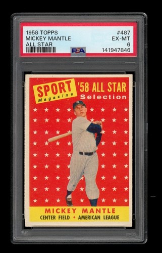 1958 Topps Set-Break #487 Mickey Mantle All Star PSA 6 EX-MT